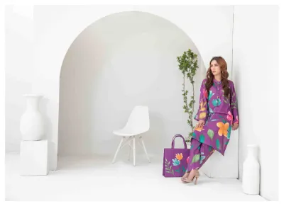 Original Tawakkal Pret Stitched Swiss Digital Printed 2pc with same matching Hand bags 🛍️ by TAWAKKAL FABRICS 